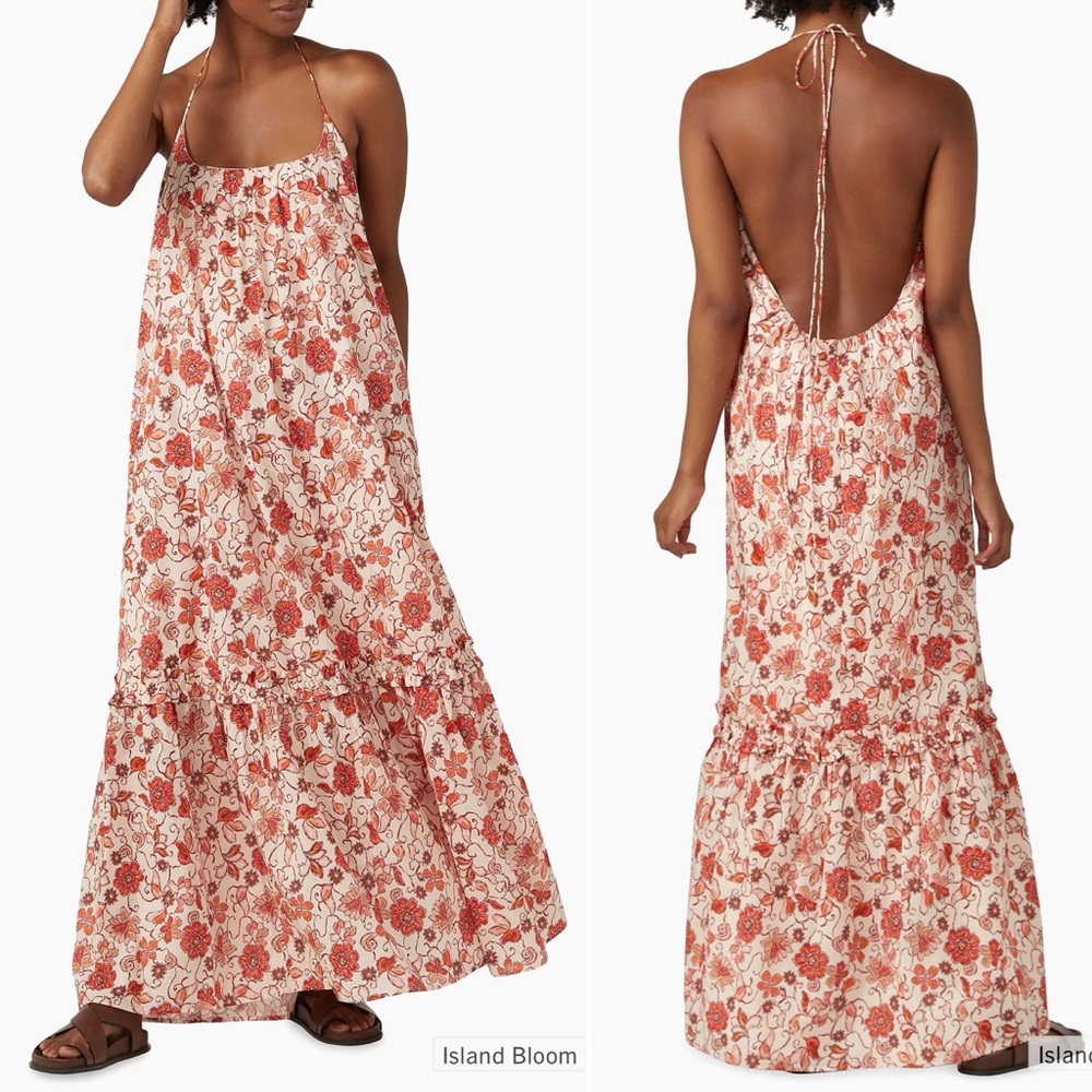 Bird & Knoll Island Bloom Elegant Backless Floral Dress